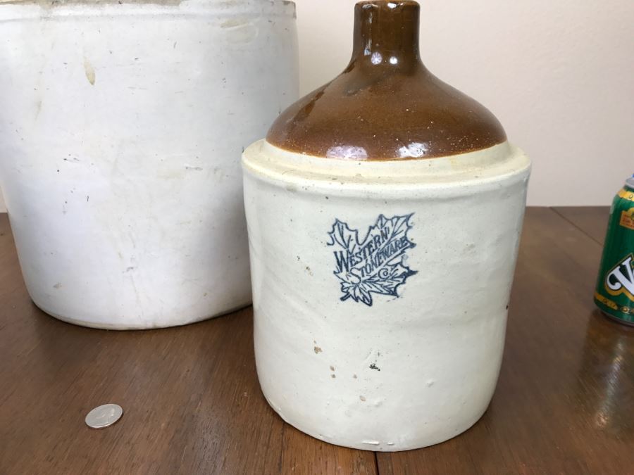 Set Of (3) Stoneware Jugs - Western Stoneware - See Photos For Condition [Photo 3]