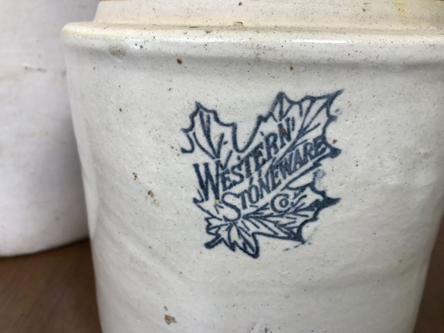 Set Of (3) Stoneware Jugs - Western Stoneware - See Photos For Condition [Photo 4]