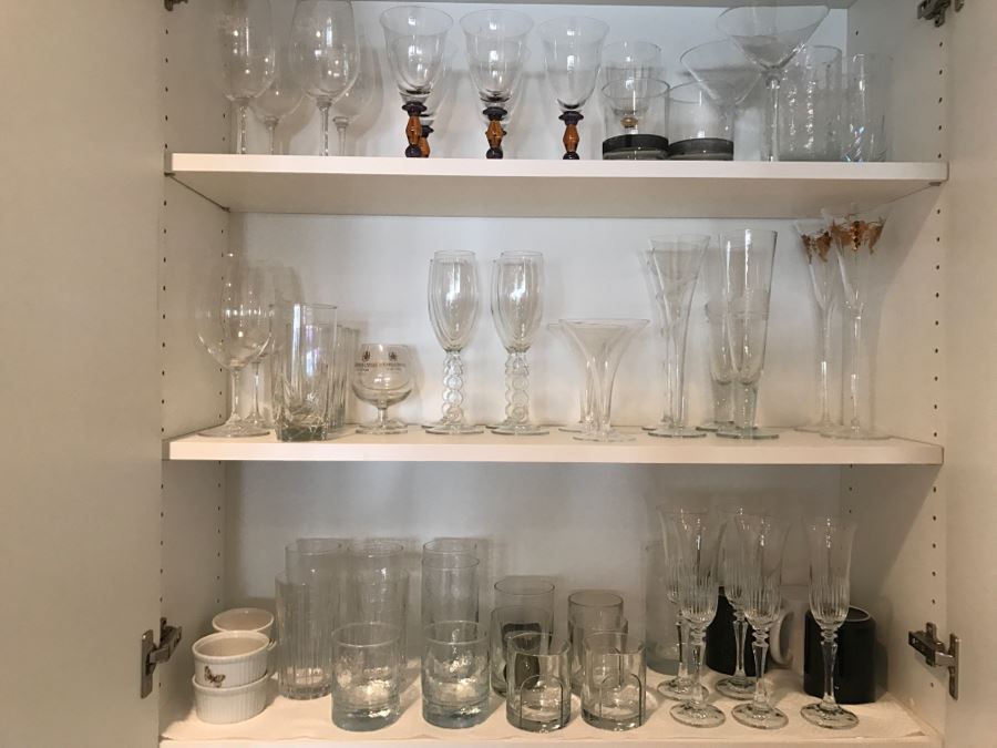 JUST ADDED - Kitchen Glasses, Coffee Cups And Stemware Glass Lot