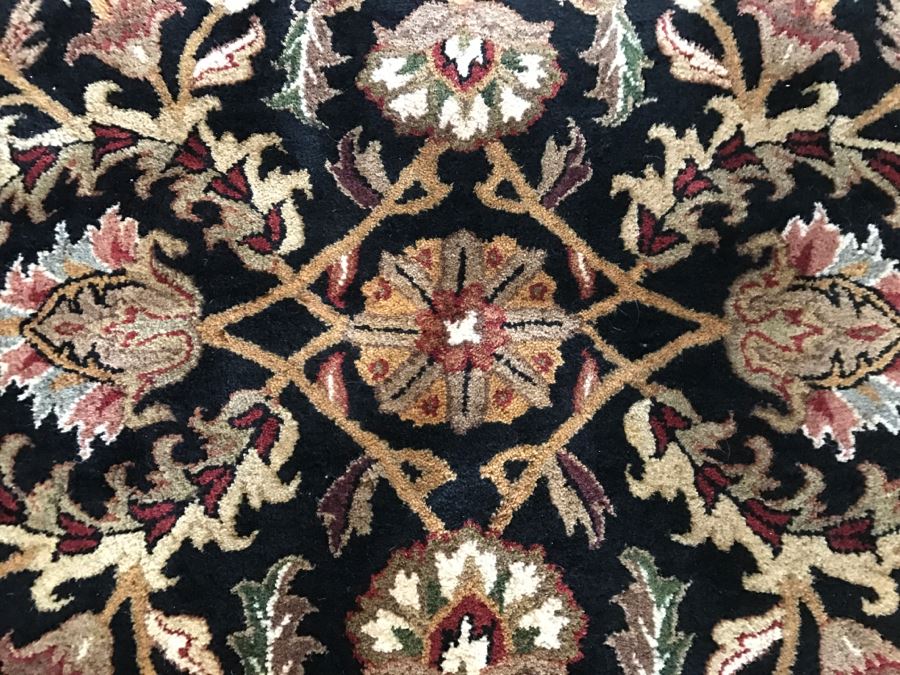 JUST ADDED - Heirloom Black 100% Wool Pile Area Rug Handcrafted In India 5' X 8' [Photo 9]