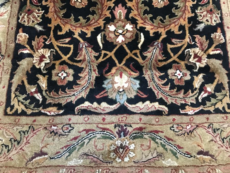 JUST ADDED - Heirloom Black 100% Wool Pile Area Rug Handcrafted In India 5' X 8' [Photo 6]