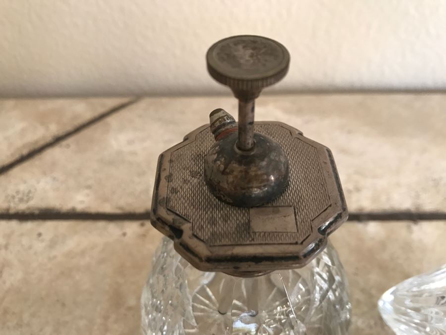 JUST ADDED - Cystal And Sterling Silver Perfume Bottle Made In England And Crystal Bottle With Stopper [Photo 5]