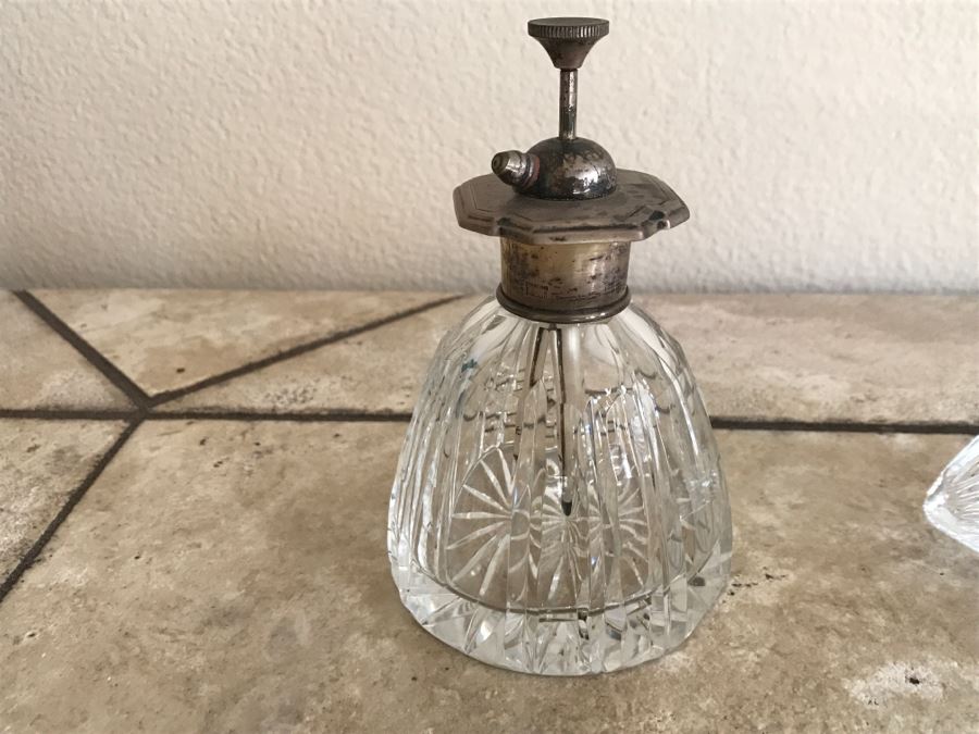 JUST ADDED - Cystal And Sterling Silver Perfume Bottle Made In England And Crystal Bottle With Stopper [Photo 11]