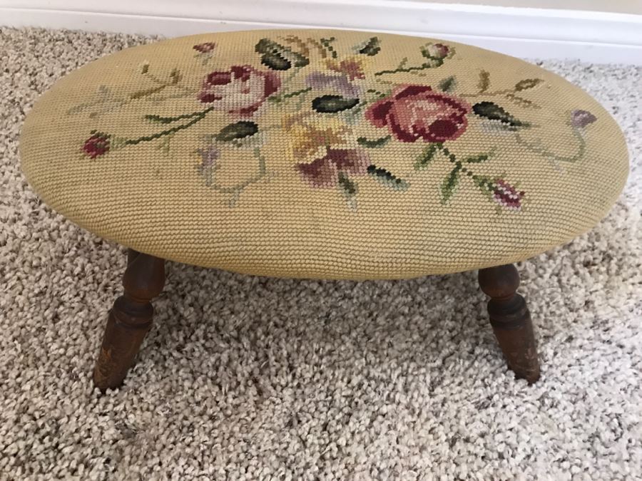 JUST ADDED - Vintage Needlepoint Stool [Photo 3]