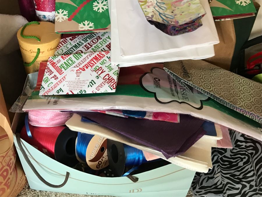 JUST ADDED - Wrapping Paper, Wrapping Supplies And Gift Bag Lot [Photo 2]