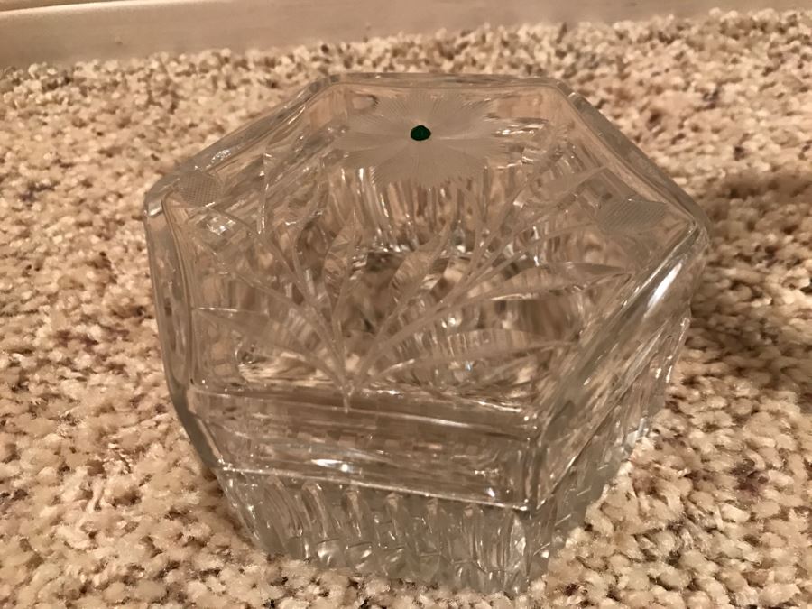 JUST ADDED - Cut Glass Trinket Box And Glass Candle Holder [Photo 2]