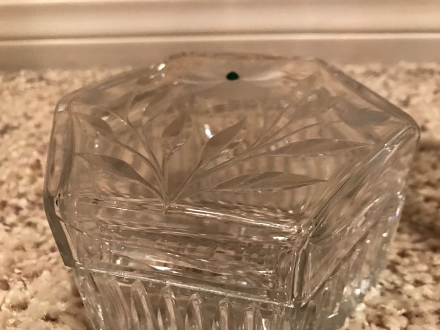 JUST ADDED - Cut Glass Trinket Box And Glass Candle Holder [Photo 3]