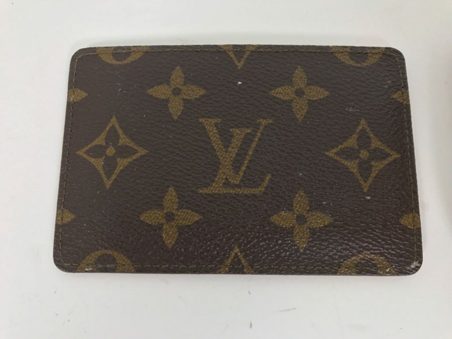 LOUIS VUITTON Monogram Pouch Purse Handbag With Clip Ring And LOUIS VUITTON Credit Card License Holder Organizer [Photo 6]