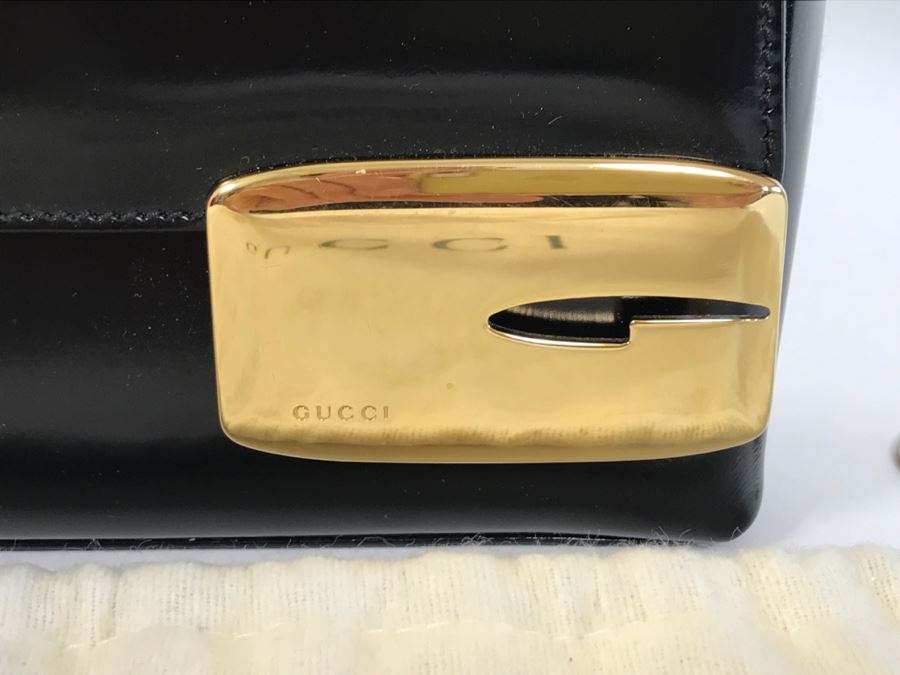 GUCCI Handbag Black With GUCCI Dust Jacket (See Slight Blemish On Top In Photos) [Photo 4]