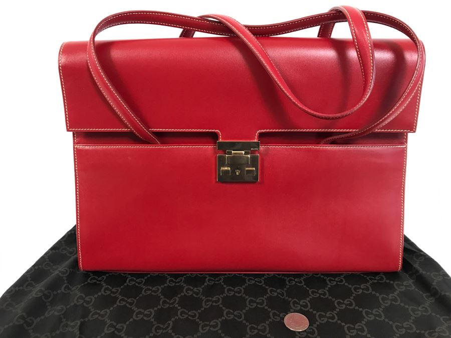 GUCCI Handbag Red With GUCCI Dust Jacket [Photo 5]