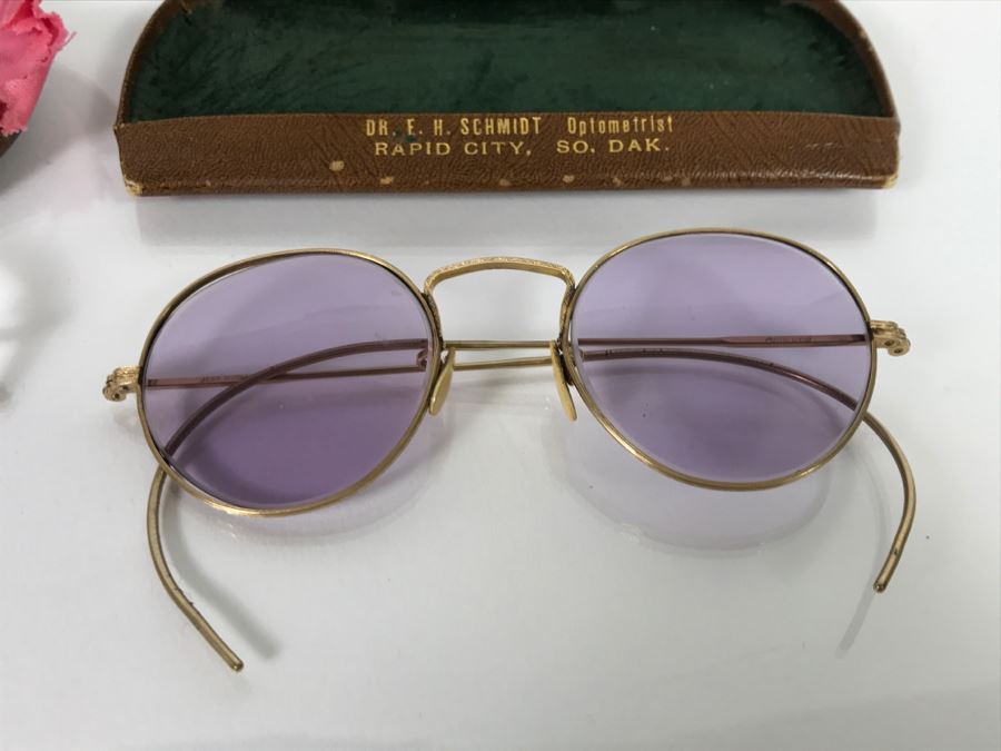 Pair Of Vintage Gold Filled Frame Glasses One Prescription One Sunglasses [Photo 5]