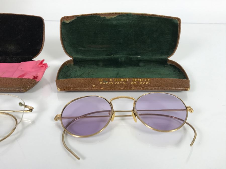 Pair Of Vintage Gold Filled Frame Glasses One Prescription One Sunglasses [Photo 4]