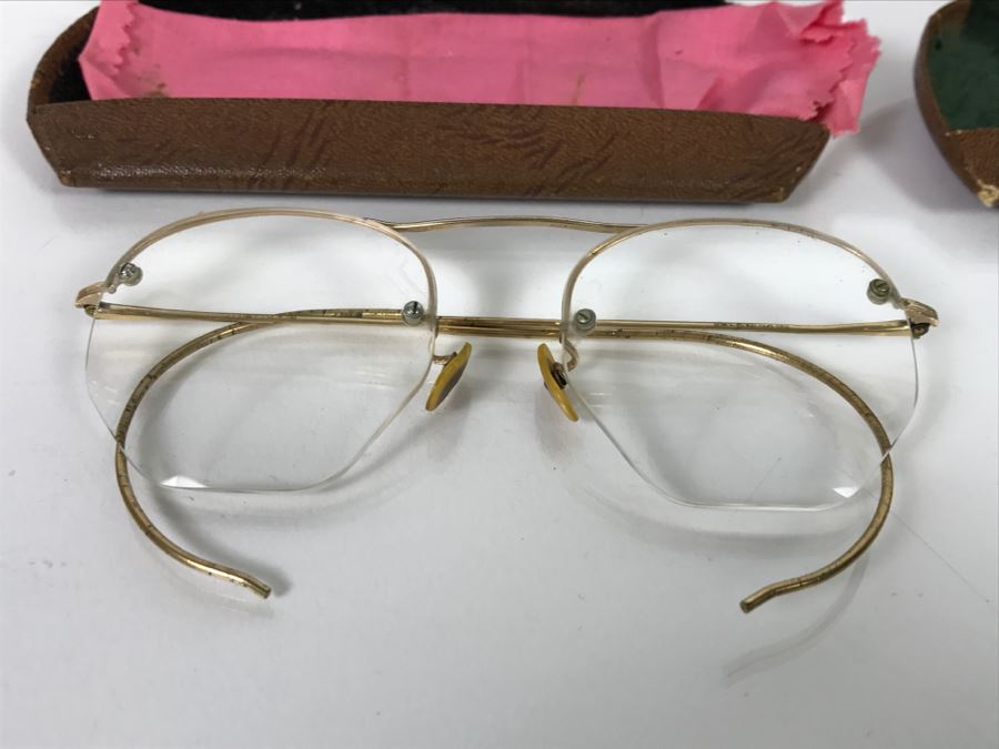 Pair Of Vintage Gold Filled Frame Glasses One Prescription One Sunglasses [Photo 3]
