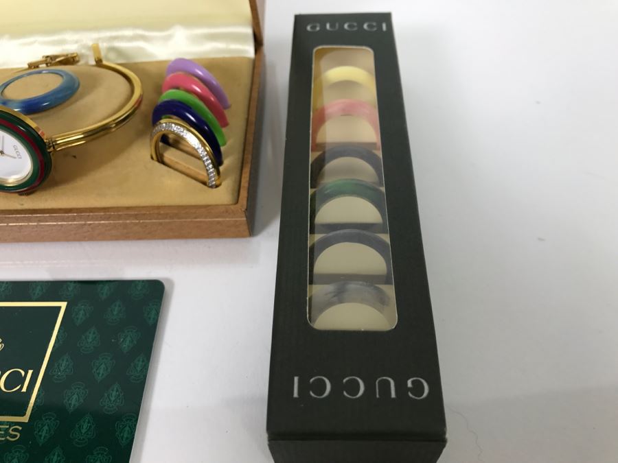 GUCCI Women's Watch In Case With Interchangeable Bezels And New Gucci Watch Bezel Set [Photo 7]