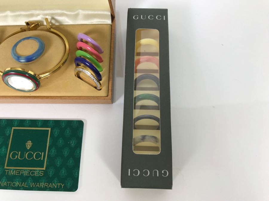 GUCCI Women's Watch In Case With Interchangeable Bezels And New Gucci Watch Bezel Set [Photo 6]