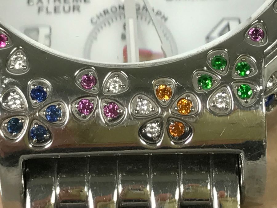 MICHELE Luxury Diamond Chronograph Ladies Watch 'Extreme Fleur' 160 Individually Set Precious And Semi Precious Stones 1.35 Carats TW MW04A13 [Photo 14]