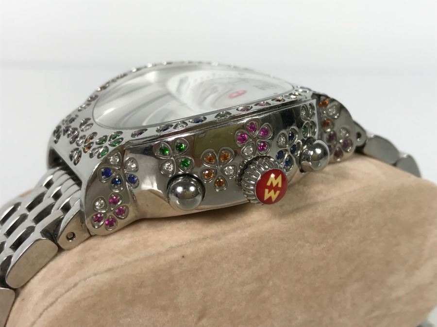 MICHELE Luxury Diamond Chronograph Ladies Watch 'Extreme Fleur' 160 Individually Set Precious And Semi Precious Stones 1.35 Carats TW MW04A13 [Photo 6]