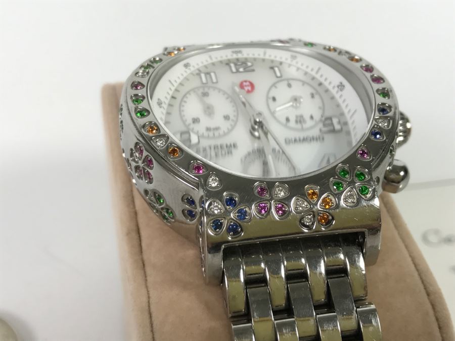 MICHELE Luxury Diamond Chronograph Ladies Watch 'Extreme Fleur' 160 Individually Set Precious And Semi Precious Stones 1.35 Carats TW MW04A13 [Photo 4]