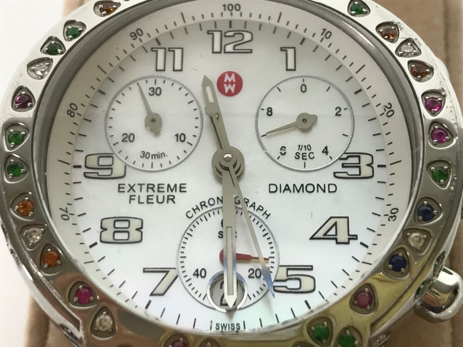 MICHELE Luxury Diamond Chronograph Ladies Watch 'Extreme Fleur' 160 Individually Set Precious And Semi Precious Stones 1.35 Carats TW MW04A13 [Photo 12]
