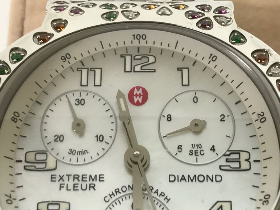 MICHELE Luxury Diamond Chronograph Ladies Watch 'Extreme Fleur' 160 Individually Set Precious And Semi Precious Stones 1.35 Carats TW MW04A13 [Photo 13]