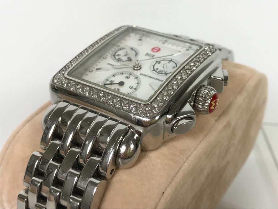 MICHELE Luxury Diamond DECO Chronograph Ladies Watch 71-6000 108 Individually Set White Diamonds 0.6 Carot TW Retails $1,495 [Photo 7]