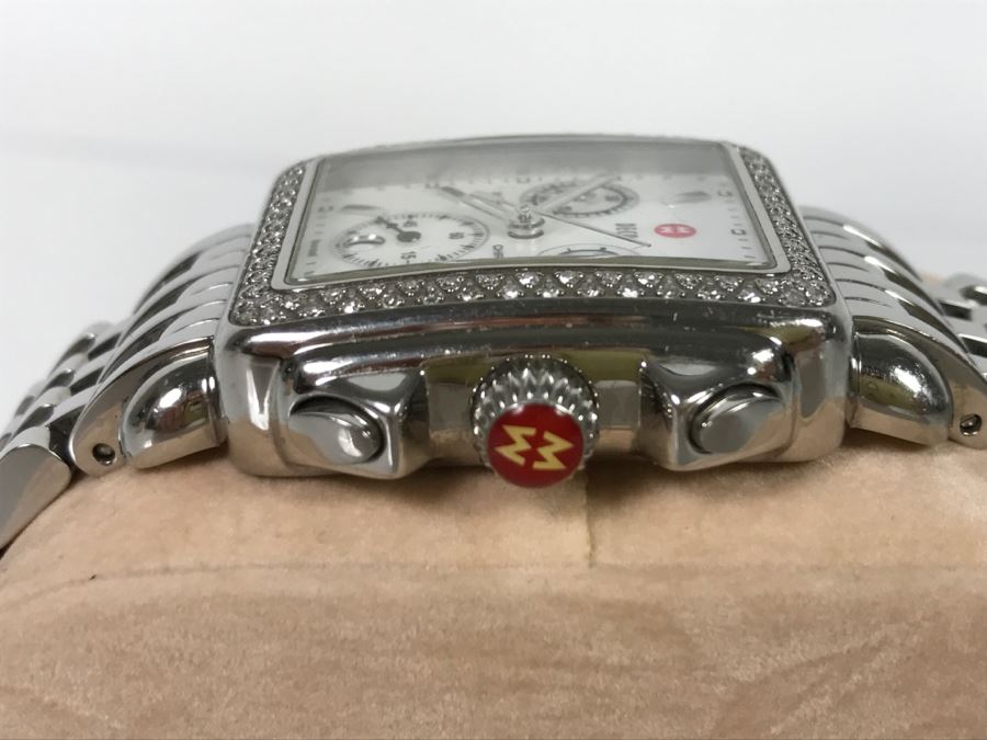 MICHELE Luxury Diamond DECO Chronograph Ladies Watch 71-6000 108 Individually Set White Diamonds 0.6 Carot TW Retails $1,495 [Photo 8]