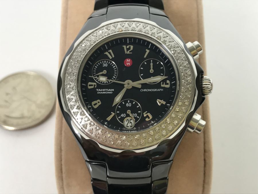 MICHELE Luxury Tahitian Diamond Chronograph Ladies Watch MWW12A000005 0.47 CT TW 100 Diamonds [Photo 3]