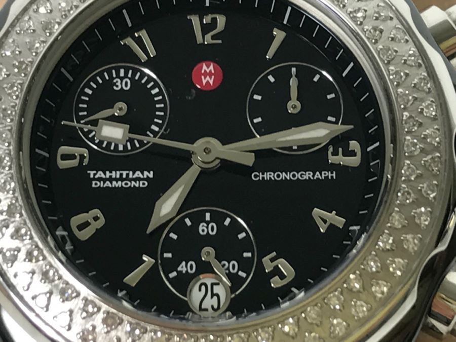 MICHELE Luxury Tahitian Diamond Chronograph Ladies Watch MWW12A000005 0.47 CT TW 100 Diamonds [Photo 4]