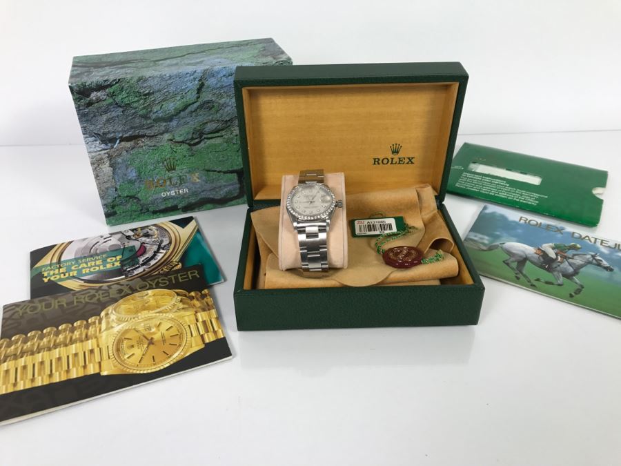 ROLEX Oyster Perpetual Datejust Ladies Diamond Watch 68240 With Case And Paperwork Estimate $5,000 [Photo 4]
