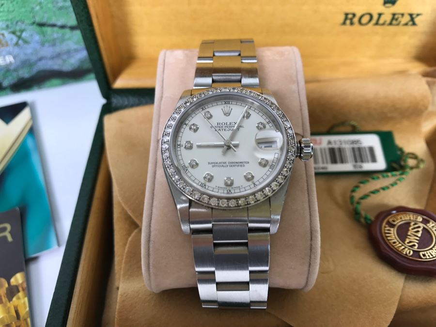 ROLEX Oyster Perpetual Datejust Ladies Diamond Watch 68240 With Case And Paperwork Estimate $5,000 [Photo 1]