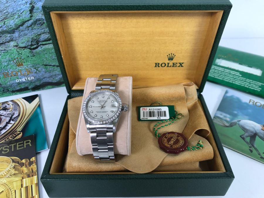 ROLEX Oyster Perpetual Datejust Ladies Diamond Watch 68240 With Case And Paperwork Estimate $5,000 [Photo 3]