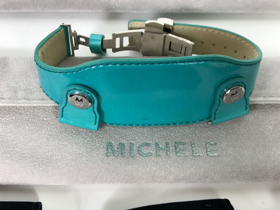 Collection Of (9) New MICHELE Luxury Ladies Watch Bands In Galuchat, Alligator And Steel [Photo 15]