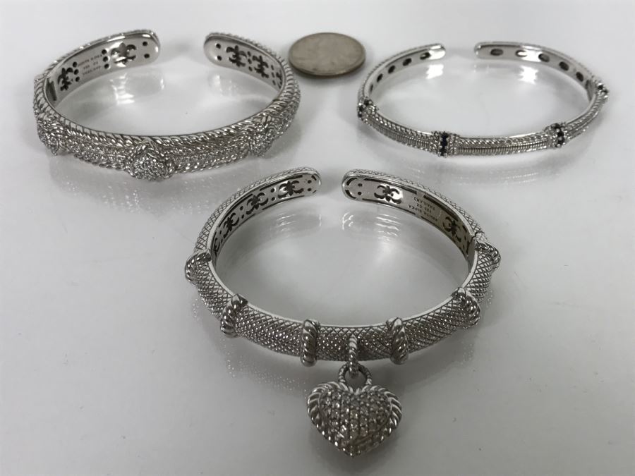 Set Of (3) Judith Ripka Sterling Silver Bracelets 101.6g TW [Photo 2]