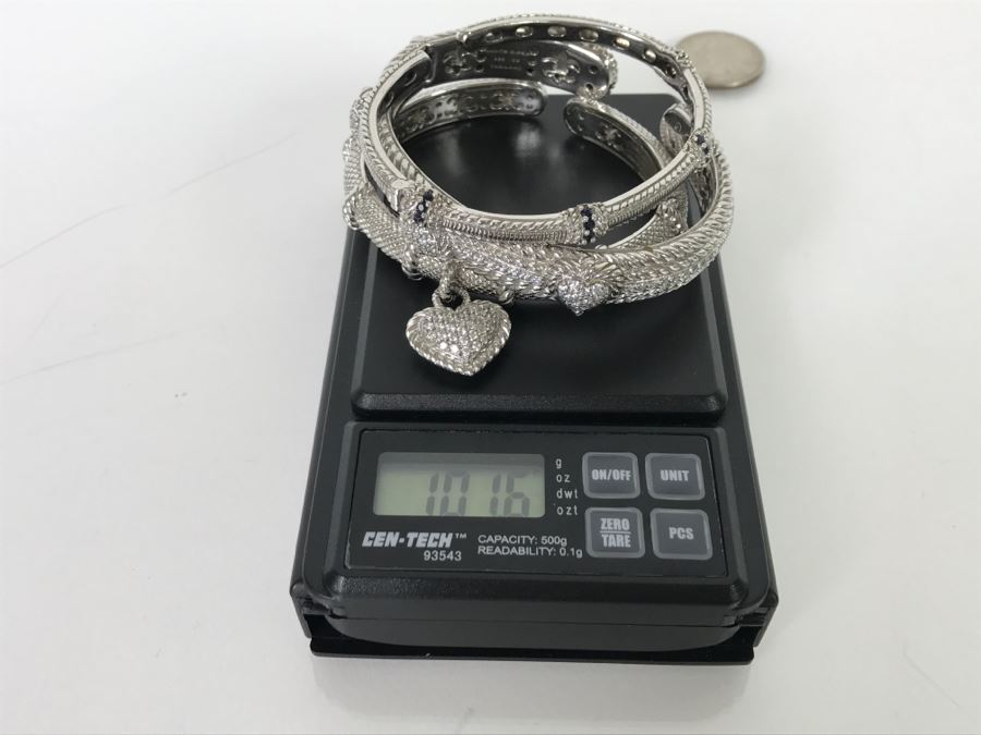 Set Of (3) Judith Ripka Sterling Silver Bracelets 101.6g TW [Photo 19]