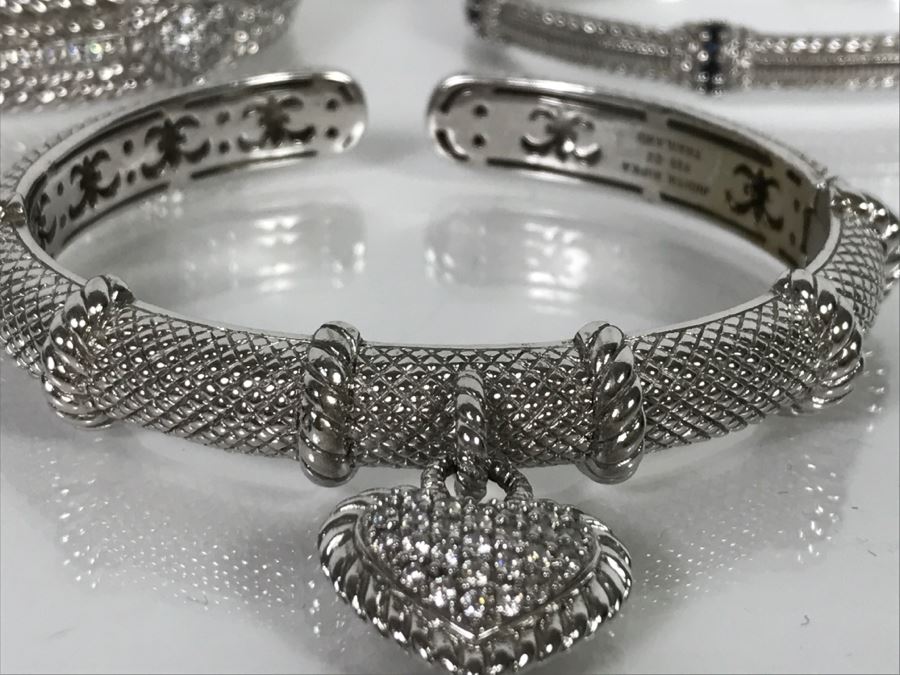 Set Of (3) Judith Ripka Sterling Silver Bracelets 101.6g TW