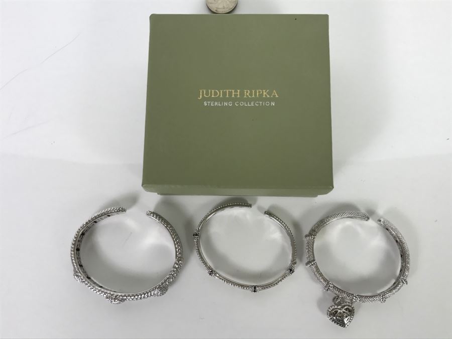Set Of (3) Judith Ripka Sterling Silver Bracelets 101.6g TW [Photo 20]