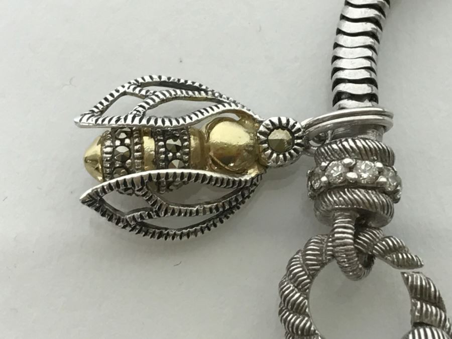 Judith Ripka Sterling Silver Charm Bracelet 38.5g With Box [Photo 14]