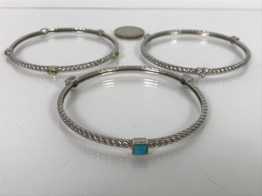 Set Of (3) Judith Ripka Sterling Silver Bracelets 46g TW [Photo 2]
