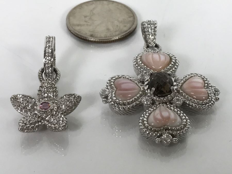 Pair Of Judith Ripka Sterling Silver Pendants 21.9g [Photo 3]