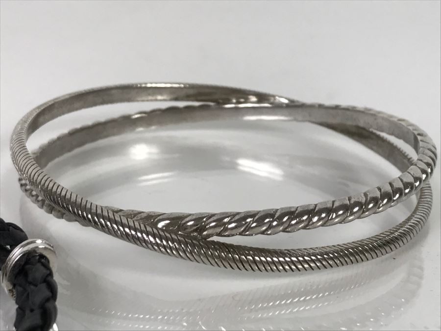 Set Of (3) Judith Ripka Sterling Silver Bracelets 75.4g TW