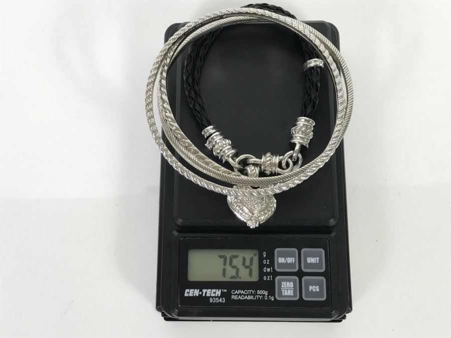 Set Of (3) Judith Ripka Sterling Silver Bracelets 75.4g TW [Photo 14]