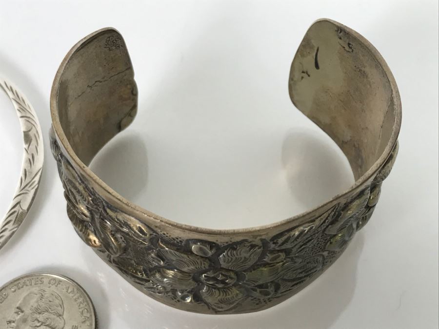 Pair Of Sterling Silver Bracelets 87.2g TW [Photo 5]