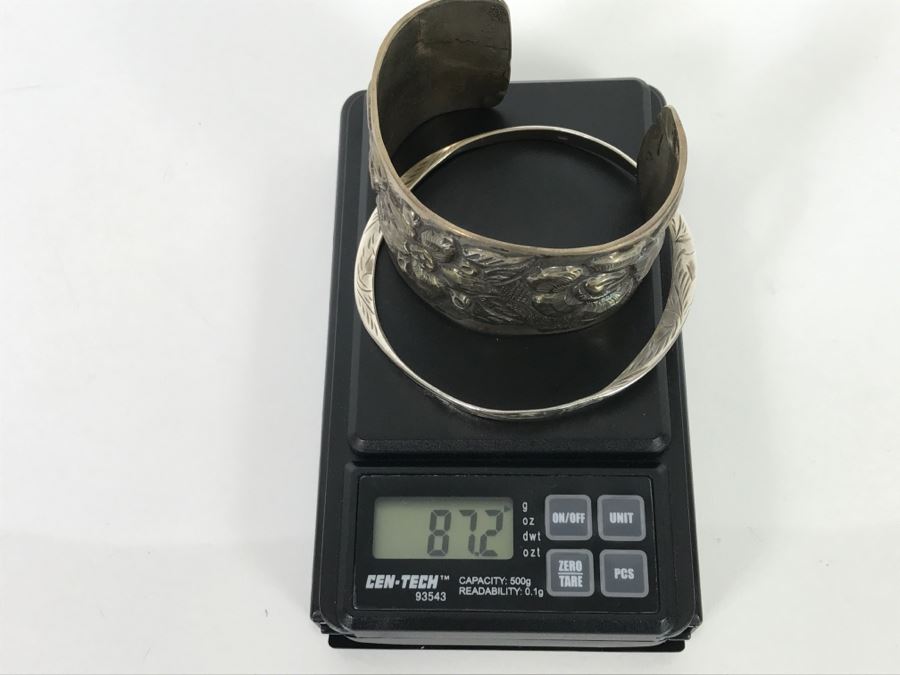Pair Of Sterling Silver Bracelets 87.2g TW [Photo 13]