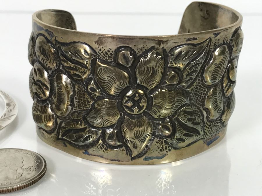 Pair Of Sterling Silver Bracelets 87.2g TW [Photo 3]