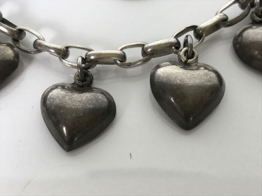 Pair Of Sterling Silver Charm Bracelets One With Hearts, One With Horses 64.7g [Photo 6]