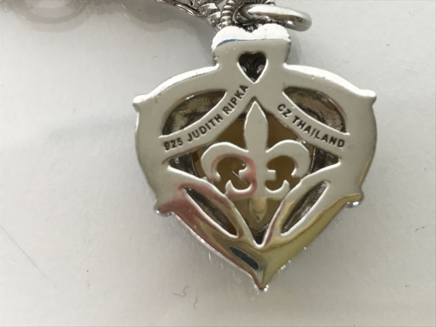 Judith Ripka Sterling Silver Chunky Necklace With Pendant 58.3g [Photo 10]