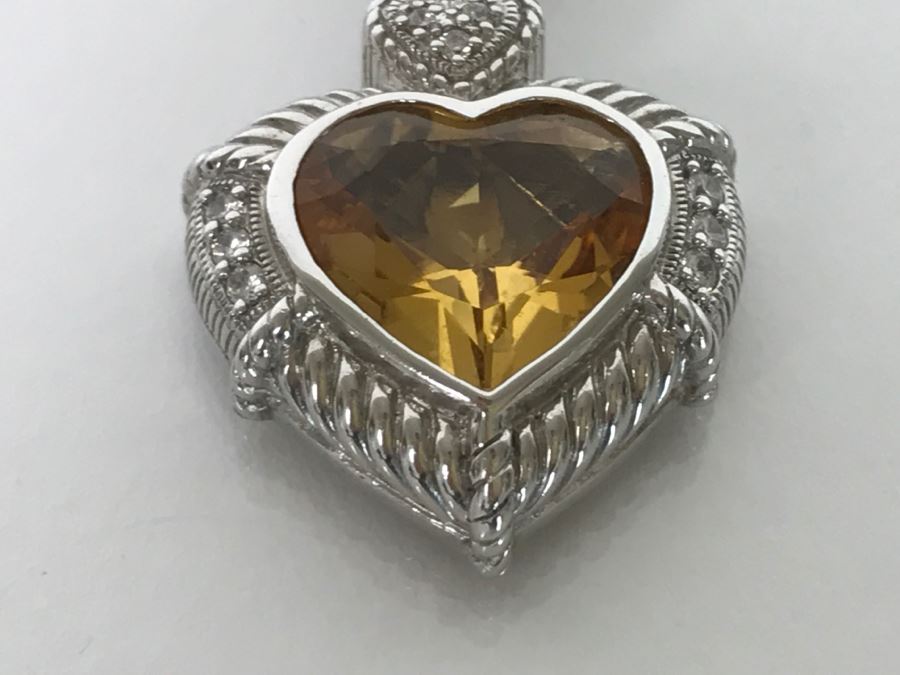 Judith Ripka Sterling Silver Chunky Necklace With Pendant 58.3g [Photo 7]