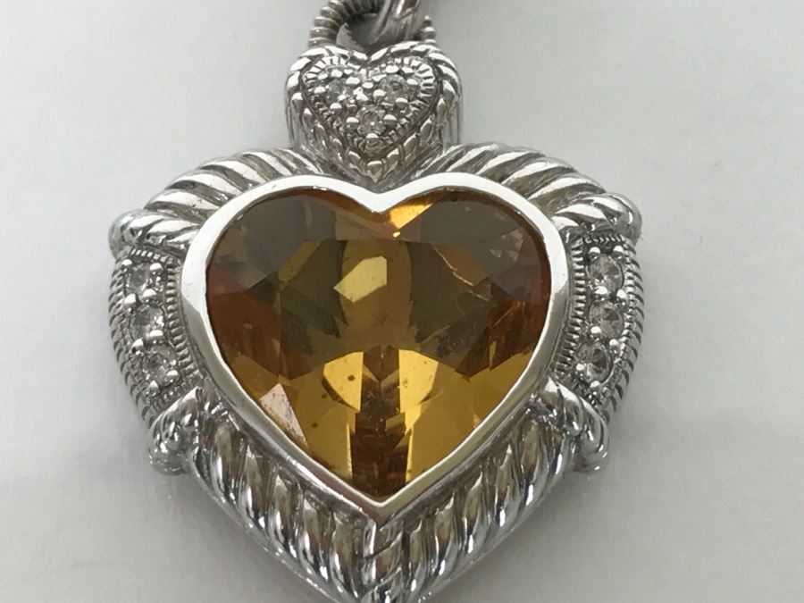 Judith Ripka Sterling Silver Chunky Necklace With Pendant 58.3g [Photo 6]