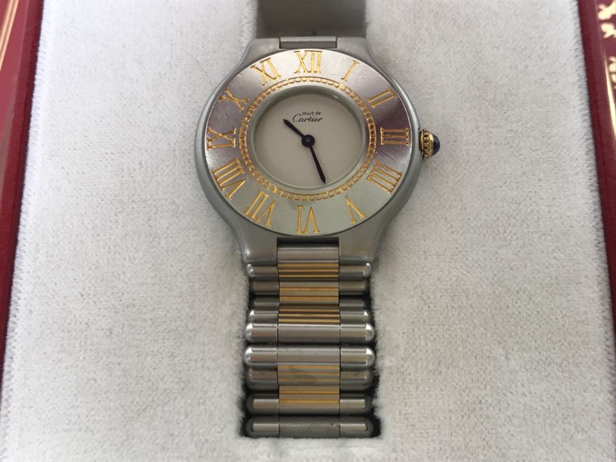 Ladies Cartier Must De Montres 21 Watch With Case Estimate $1,600 [Photo 2]