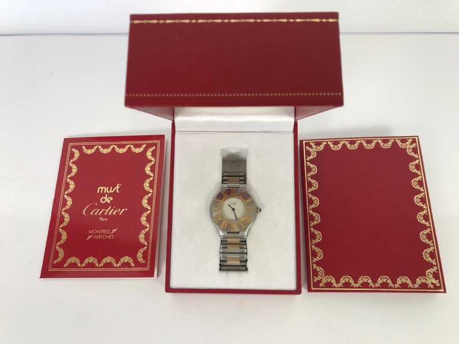 Ladies Cartier Must De Montres 21 Watch With Case Estimate $1,600 [Photo 1]